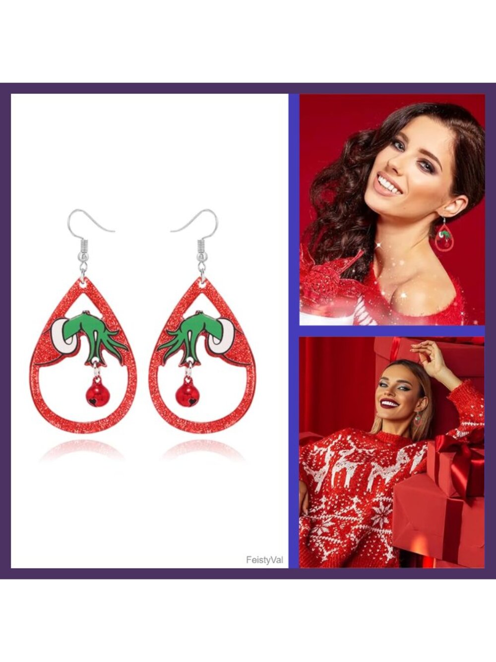 Christmas Tree Cow Chicken Cat Dangle Earrings Holiday Jewelry Push Back